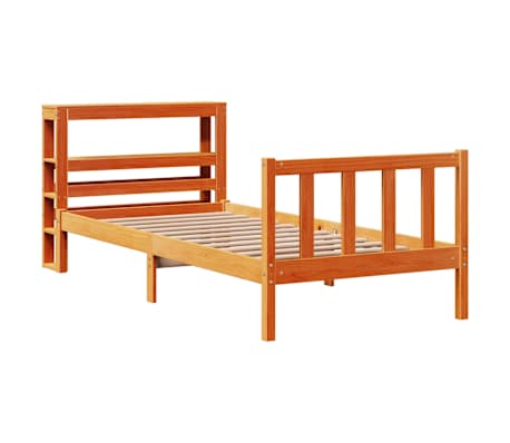 vidaXL Bettgestell mit Kopfteil ohne Matratze Wachsbraun 90x190 cm