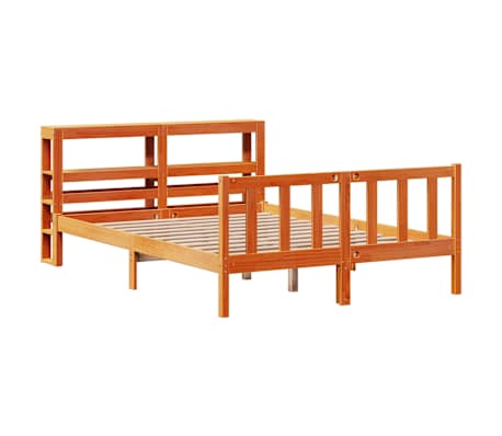 vidaXL Estrutura cama c/ cabeceira 140x190cm pinho maci&ccedil;o castanho-mel