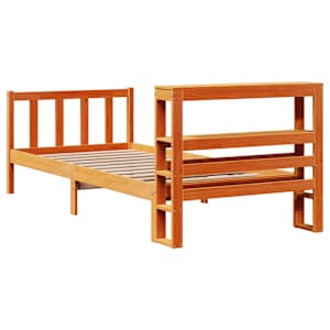 Rám postele s čelem voskově hnědý 90 x 200 cm masivní borovice - obrázek 6