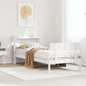 Posteljni okvir brez vzmetnice bel 75x190 cm trdna borovina