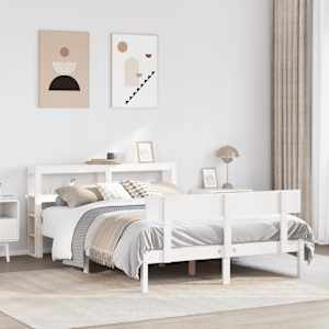 Posteljni okvir brez vzmetnice bel 120x190 cm trdna borovina