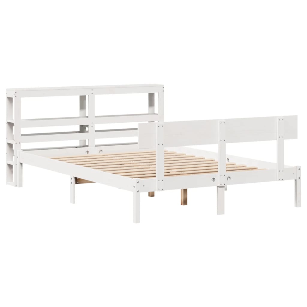 vidaXL Bedframe zonder matras massief grenenhout wit 140x190 cm afbeelding