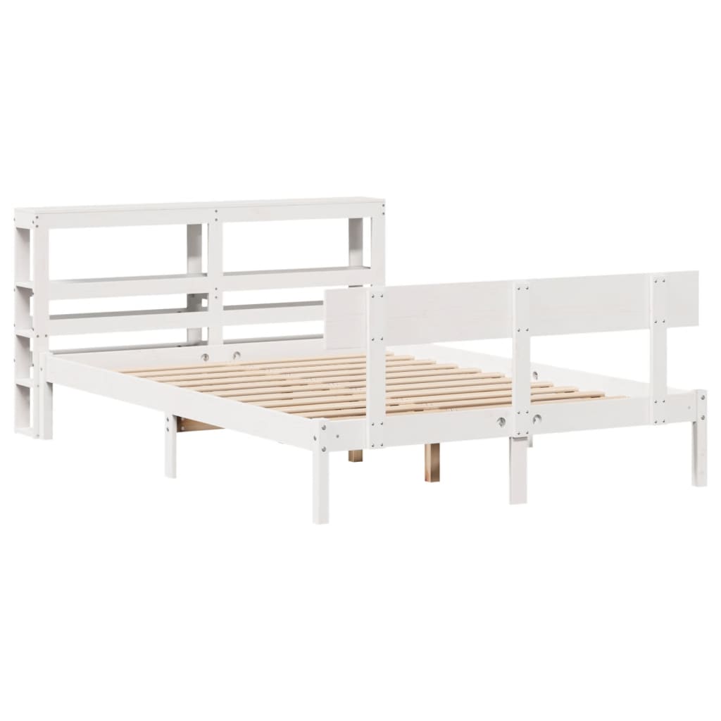 vidaXL Bedframe zonder matras massief grenenhout wit 160x200 cm afbeelding