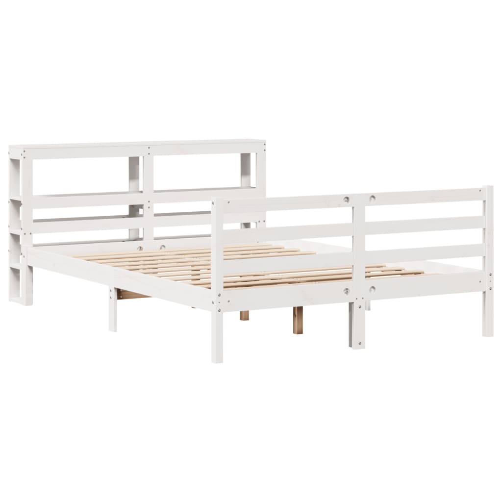 vidaXL Bedframe zonder matras massief grenenhout wit 140x190 cm afbeelding