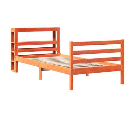 vidaXL Massivholzbett ohne Matratze Wachsbraun 100x200 Kiefernholz