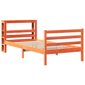 vidaXL Massivholzbett ohne Matratze Wachsbraun 100x200 Kiefernholz