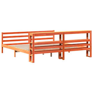 Postel bez matrace voskově hnědá 200 x 200 cm masivní borovice - obrázek 6