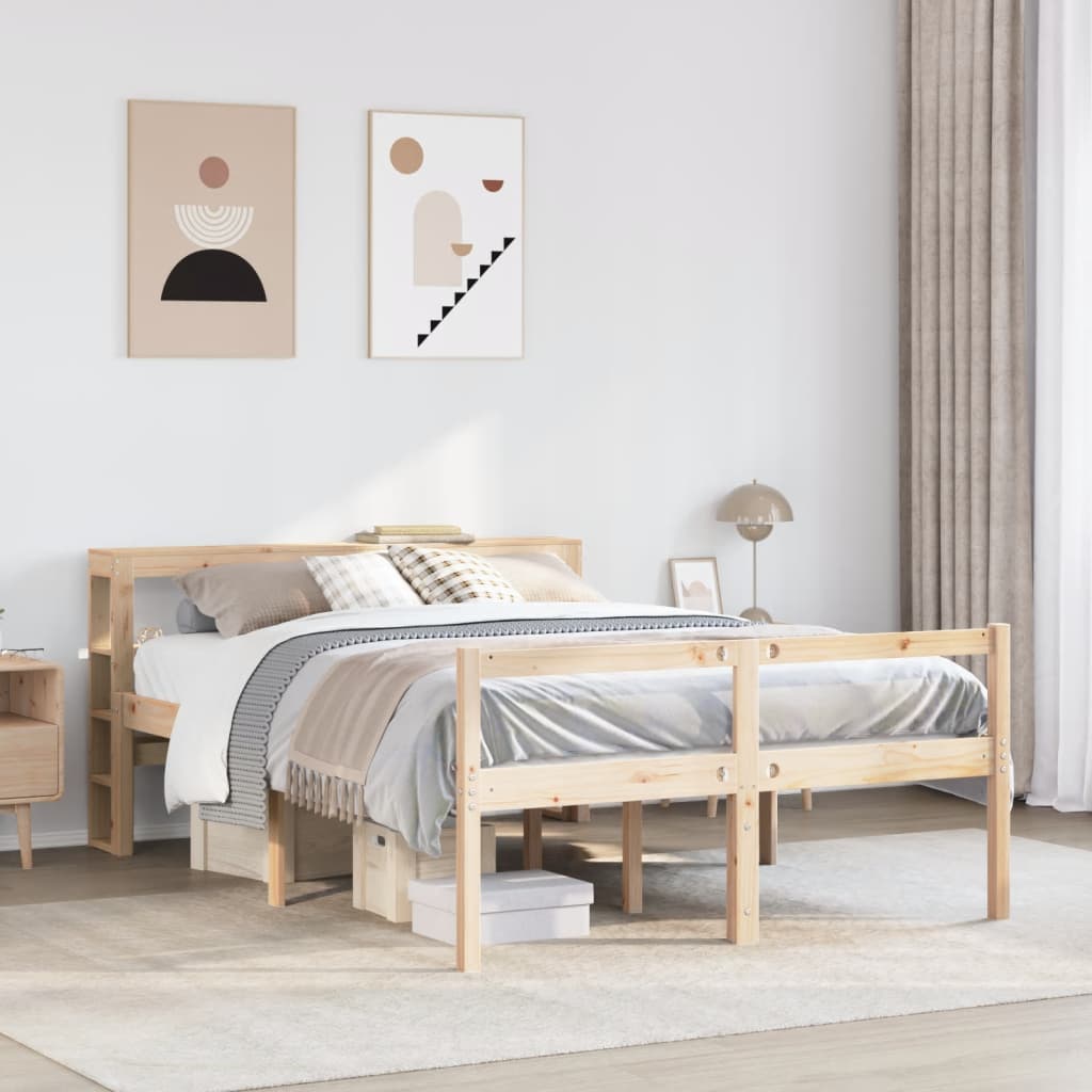 vidaXL Seniorenbett mit Kopfteil 120x190 cm Massivholz Kiefer