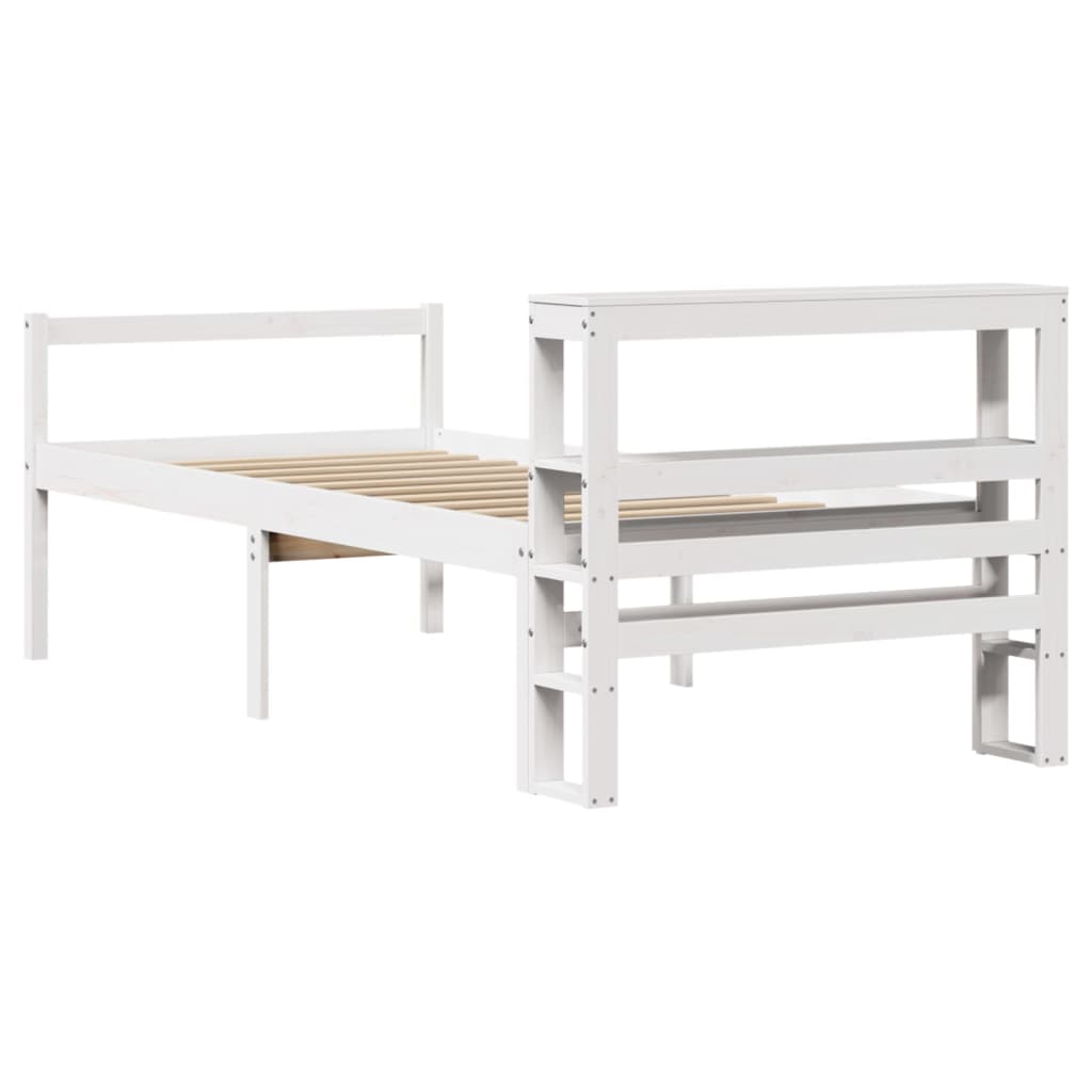 Seniorenbed met hoofdbord massief grenenhout wit 90x200 cm image 6