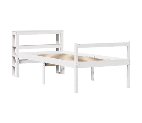 vidaXL Seniorenbed met hoofdbord massief grenenhout wit 90x200 cm