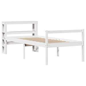 vidaXL Seniorenbed met hoofdbord massief grenenhout wit 90x200 cm
