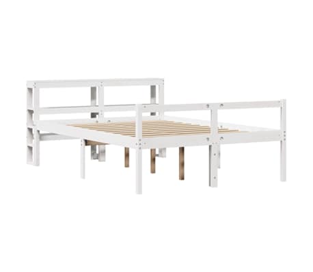 vidaXL Cama para idosos com cabeceira 160x200 cm pinho maci&ccedil;o branco