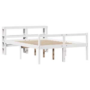 vidaXL Cama para idosos com cabeceira 160x200 cm pinho maci&ccedil;o branco