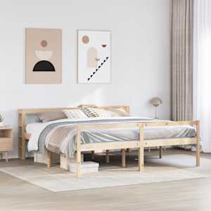 Postel s čelem pro seniory 200 x 200 cm masivní borovice - obrázek 1