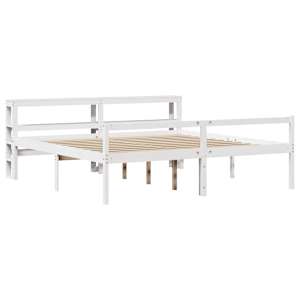 Postel s čelem pro seniory bílá 200 x 200 cm masivní borovice - obrázek 3