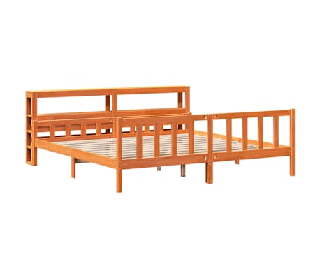 vidaXL Cadru de pat cu tăblie, maro ceruit, 180x200 cm, lemn masiv pin