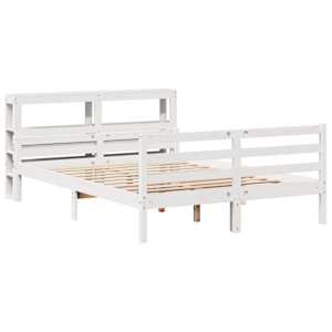 vidaXL Cadre de lit et t&ecirc;te de lit sans matelas blanc 135x190 cm