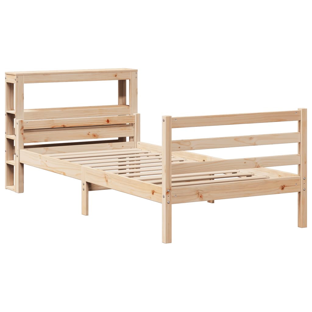 vidaXL Bedframe met hoofdbord massief grenenhout 100x200 cm afbeelding