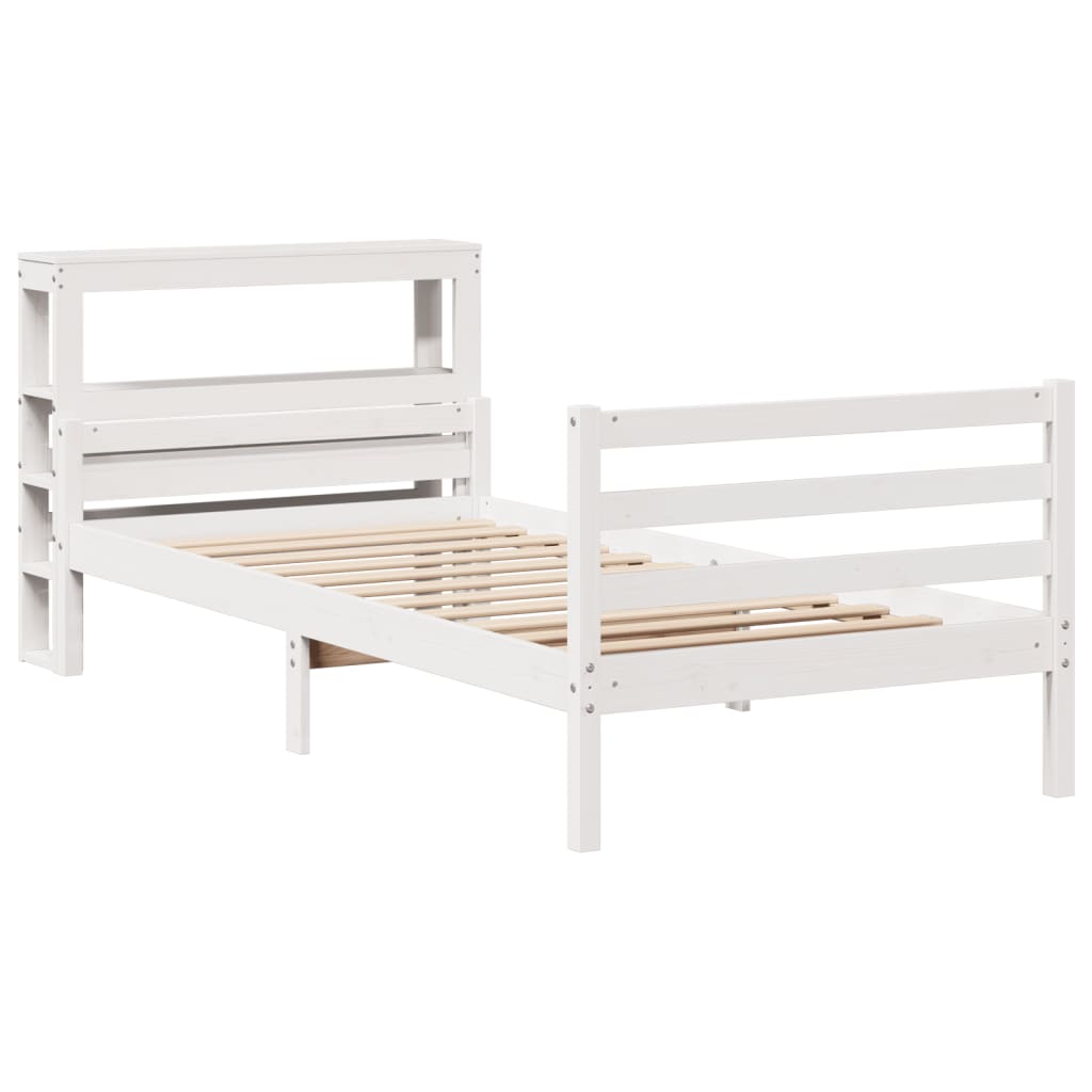 vidaXL Bedframe met hoofdeinde zonder matras 100x200 cm wit afbeelding