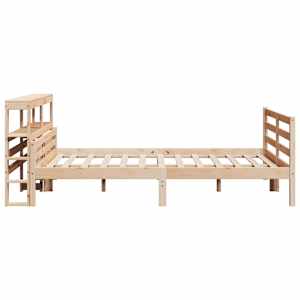 Rám postele s čelem bílý 140 x 200 cm masivní borové dřevo - obrázek 5