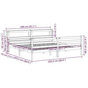 Rám postele s čelem 200 x 200 cm masivní borové dřevo - obrázek 11