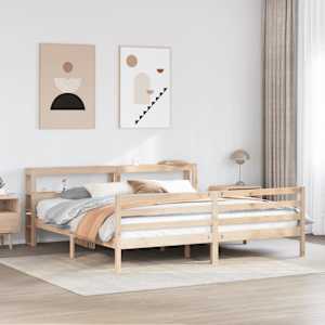 Rám postele s čelem 200 x 200 cm masivní borové dřevo - obrázek 1