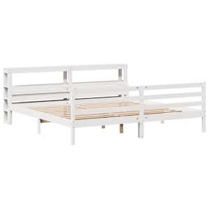 Rám postele s čelem bez matrace bílý 200x200 cm - obrázek 3