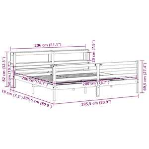 Rám postele s čelem bez matrace bílý 200x200 cm - obrázek 11