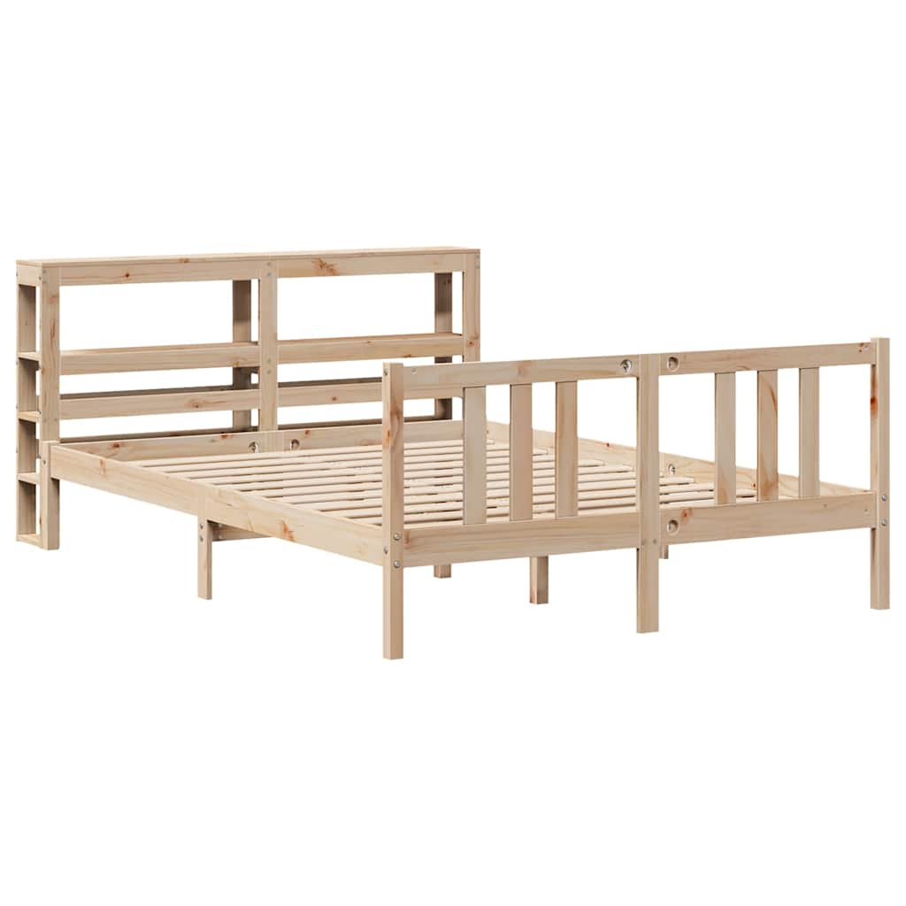 vidaXL Bedframe met hoofdbord massief grenenhout 120x200 cm afbeelding