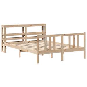vidaXL Estructura de cama con cabecero madera de pino blanco 150x200cm
