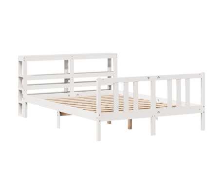 vidaXL Cadru de pat cu tăblie, alb, 150x200 cm lemn masiv pin
