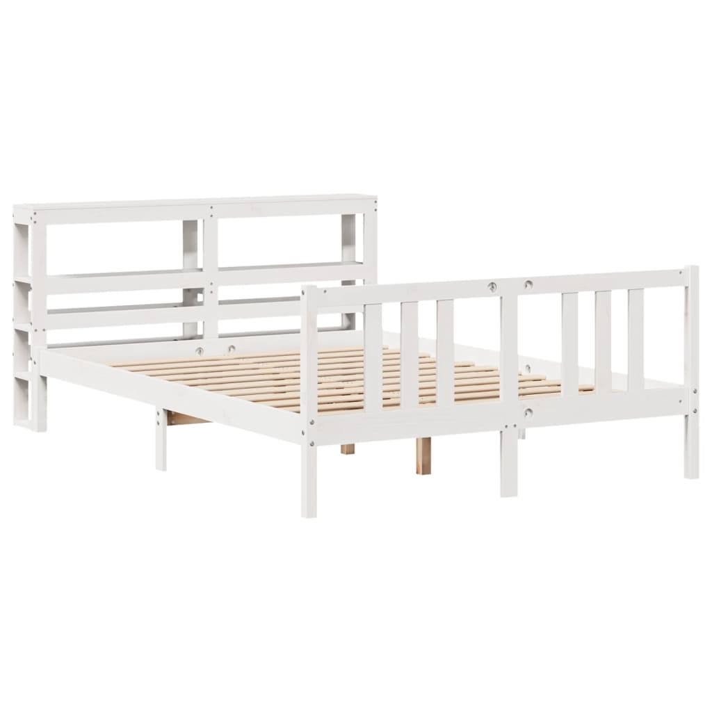 vidaXL Bedframe met hoofdeinde zonder matras 160x200 cm wit afbeelding