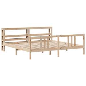 Rám postele s čelem 200 x 200 cm masivní borové dřevo - obrázek 3