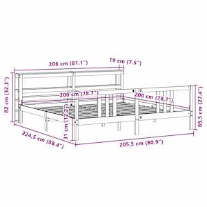 Rám postele s čelem 200 x 200 cm masivní borové dřevo - obrázek 12