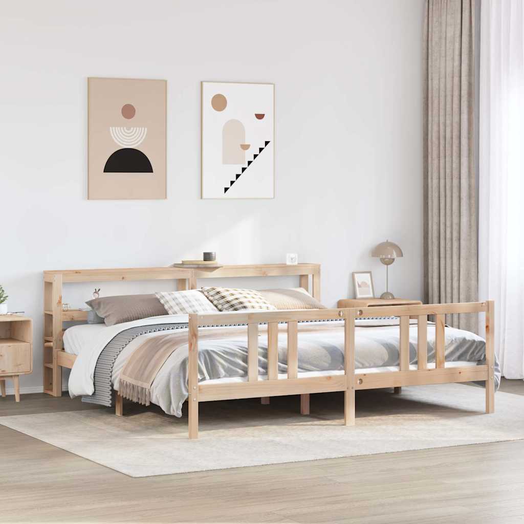 vidaXL Cadru pat cu tăblie 200x200 cm, lemn masiv de pin