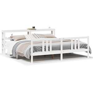 vidaXL voodiraam peatsiga ilma madratsita Valge 200x200 cm