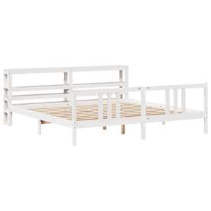 Rám postele s čelem bez matrace bílý 200x200 cm - obrázek 3