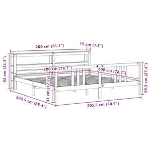 Rám postele s čelem bez matrace bílý 200x200 cm - obrázek 12