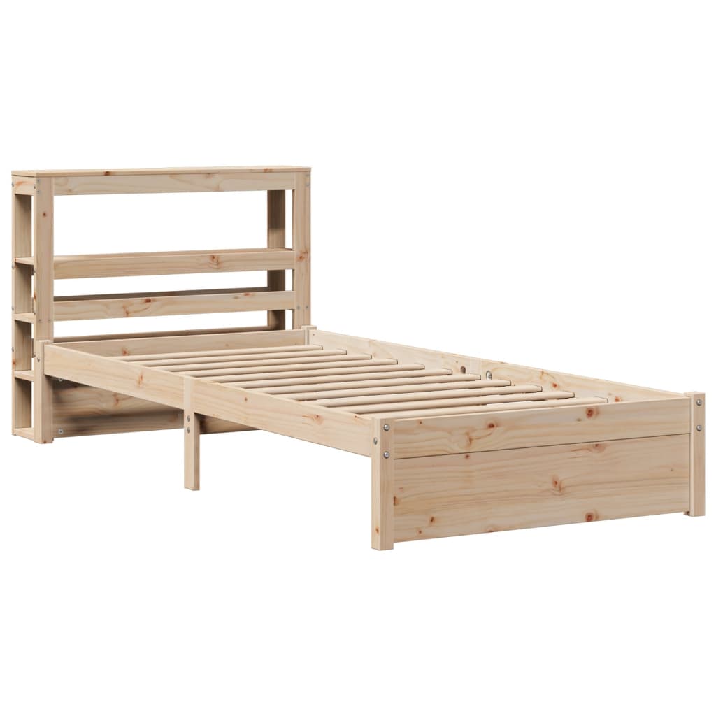 vidaXL Bedframe met hoofdbord massief grenenhout 75x190 cm afbeelding