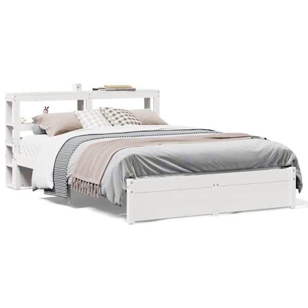 vidaXL voodiraam peatsiga ilma madratsita Valge 140x200 cm