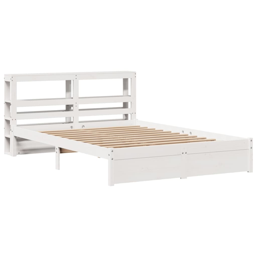 vidaXL Bedframe met hoofdeinde zonder matras 140x200 cm wit afbeelding