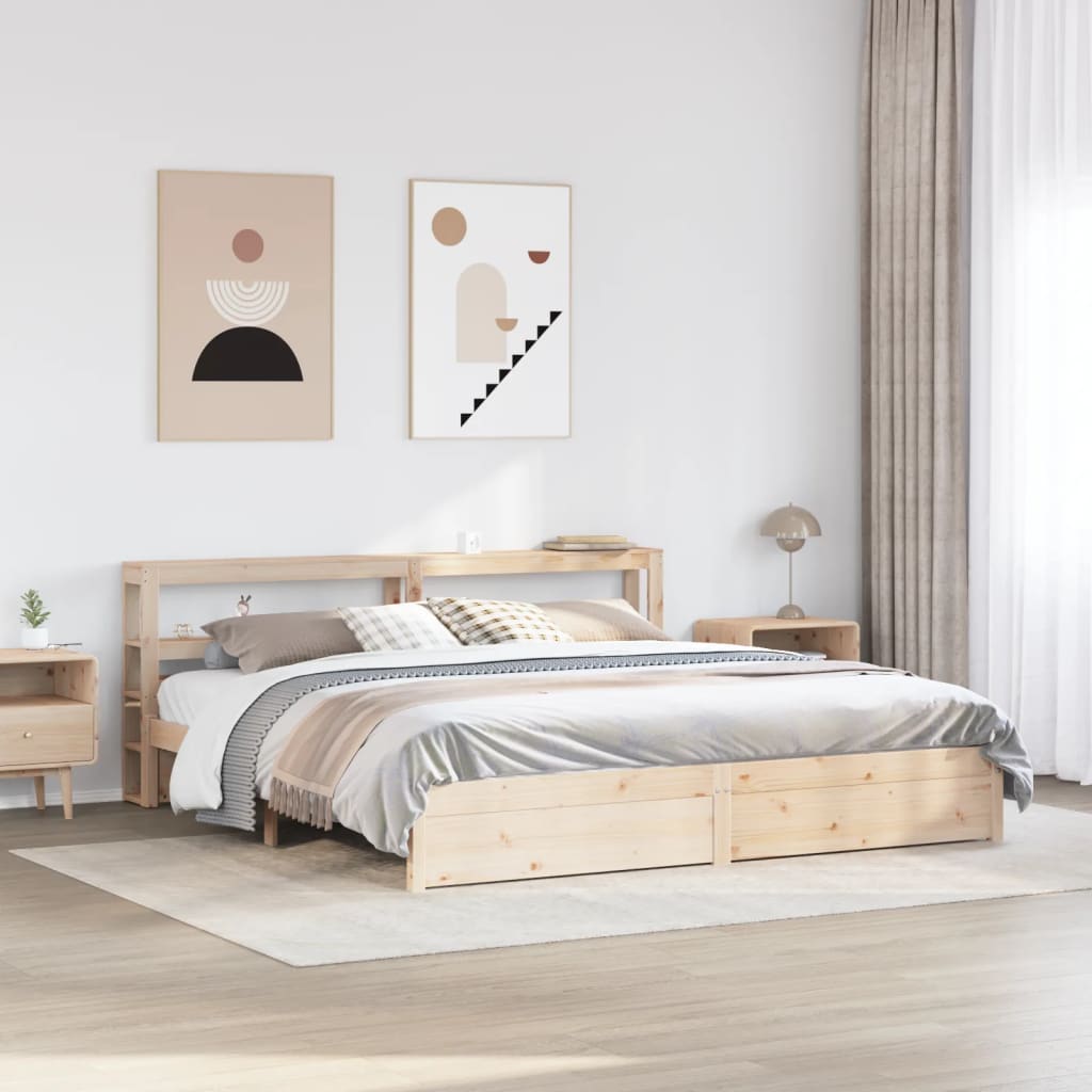 vidaXL Sengeramme med hodegavl 200x200 cm heltre furu