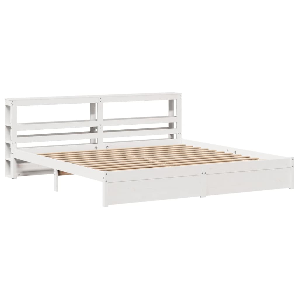 vidaXL Bedframe met hoofdeinde zonder matras 200x200 cm wit afbeelding