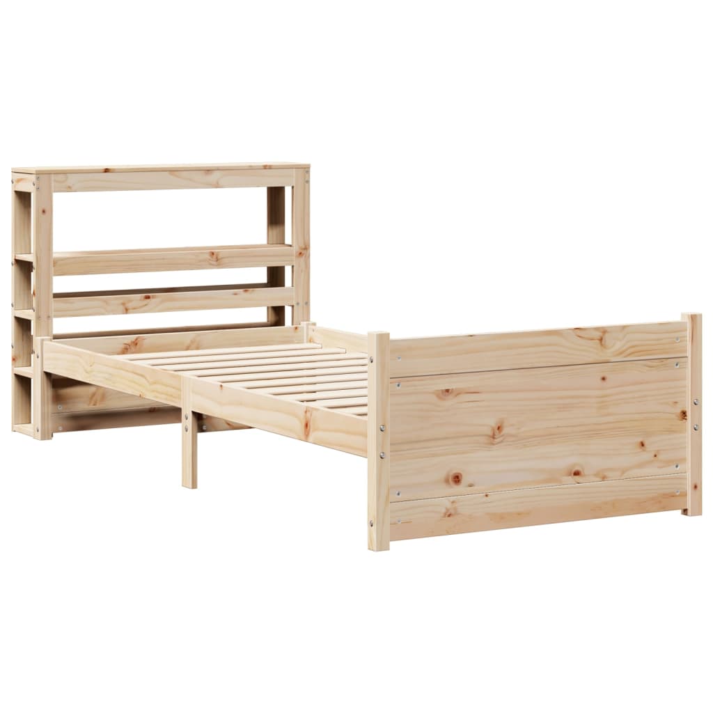 vidaXL Bedframe met hoofdbord massief grenenhout 90x200 cm afbeelding