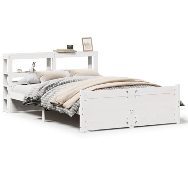 vidaXL voodiraam peatsiga ilma madratsita Valge 120x200 cm