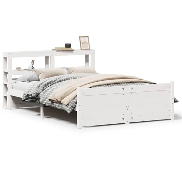 vidaXL voodiraam peatsiga ilma madratsita Valge 140x200 cm