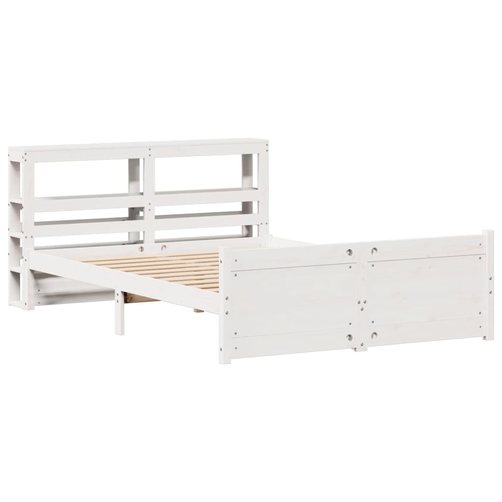 vidaXL Bedframe met hoofdeinde zonder matras 140x200 cm wit afbeelding