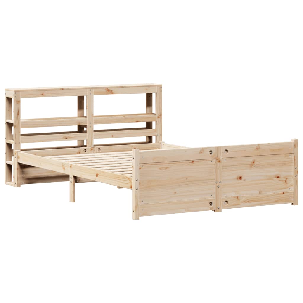 vidaXL Bedframe met hoofdbord massief grenenhout 150x200 cm afbeelding