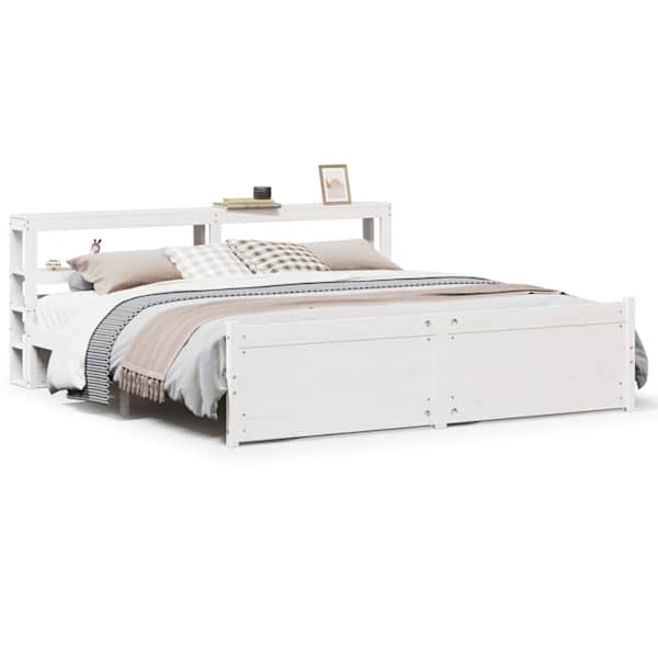 vidaXL voodiraam peatsiga ilma madratsita Valge 180x200 cm
