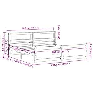 Rám postele s čelem bez matrace bílý 200x200 cm - obrázek 12